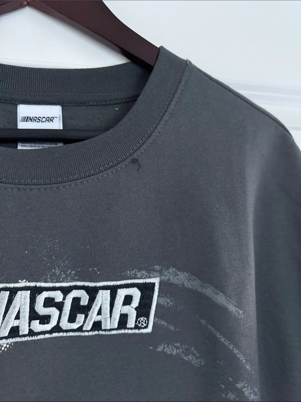 NWOT Nascar Grey Oversized Graphic Detail Pullover Crewneck M